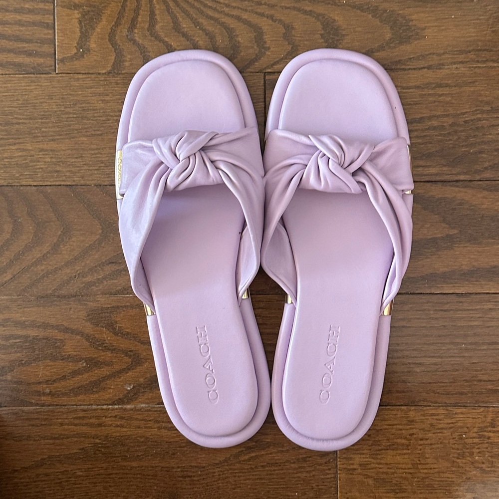 Coach Purple Sandals Plush Bow Design